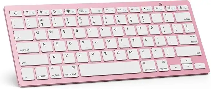 OMOTON Ultra-Slim Bluetooth Keyboard Compatible with iPad 10.2 (8th/ 7th Gen)/ 9.7-inch iPad Air 10.9/10.5 iPad Pro 11/12.9 iPad Mini iPhone and More Bluetooth Enabled Devices Rose Gold