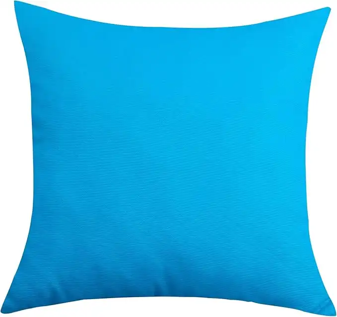 TangDepot Handmade Decorative Solid 100% Cotton Canvas Throw Pillow Covers/Pillow Shams, (22"x22", Pacific Blue)