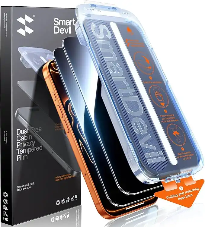 SMARTDEVIL 2PACK for iPhone 17 Pro Max Privacy Screen Protector Shatterproof Tempered Glass [True 28°Anti Spy] [9H Hardness] [Auto Dust-Elimination Install], [Bubble Free]