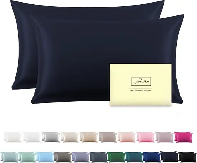 Silk Pillowcase for Hair and Skin,Soft,Breathable and Sliky 100% Standard Size Pillow Cases Set of 2,Both Sides Natural Mulberry Silk Pillowcases with Hidden Zipper(Standard Size 20"X 26",2pcs)