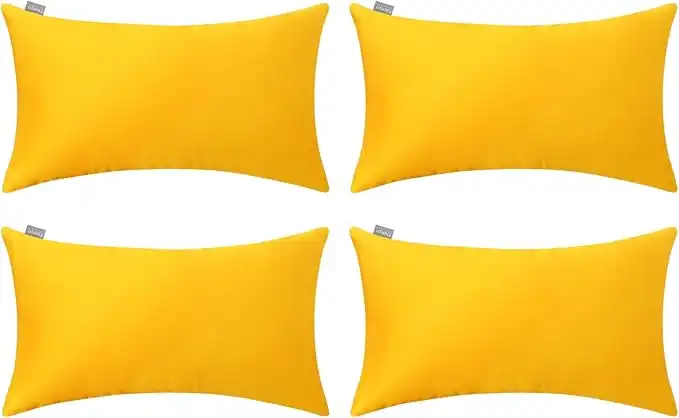 Thmyo 4-Pack 100% Cotton Lumbar Comfortable Solid Decorative Throw Pillow Case, Rectangle Cushion Cover Pillowcase Sublimation Blank Pillow Covers DIY Throw Pillowcase(12x20inch/30x50cm, Yellow)