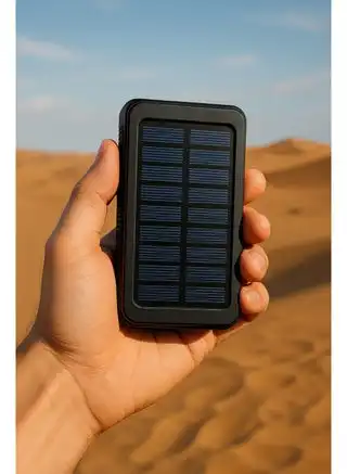 Alayjah, 20000mAh Solar Power Bank with Built-in A/B/C Cables, USB-C & Micro USB, Safe Your Life, Suitable for Desert or Camping, Portable, Hassle-Free Charging Anywhere 10500110