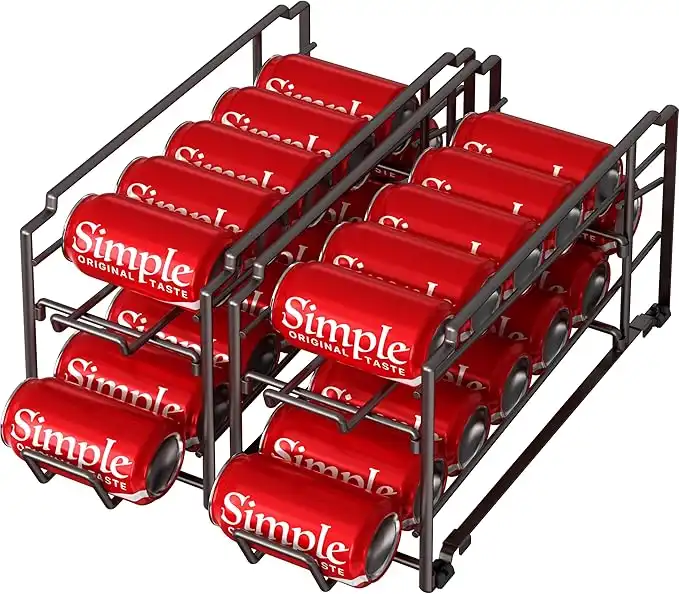 Simple Houseware 2 Pack - Stackable Beverage Soda Can Dispenser Organizer Rack, Bronze