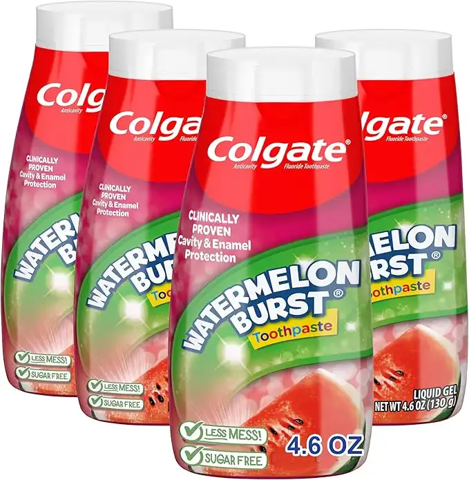 Colgate Kids 2-in-1 Toothpaste, Watermelon Burst, 4.6 Ounce, 4 Count