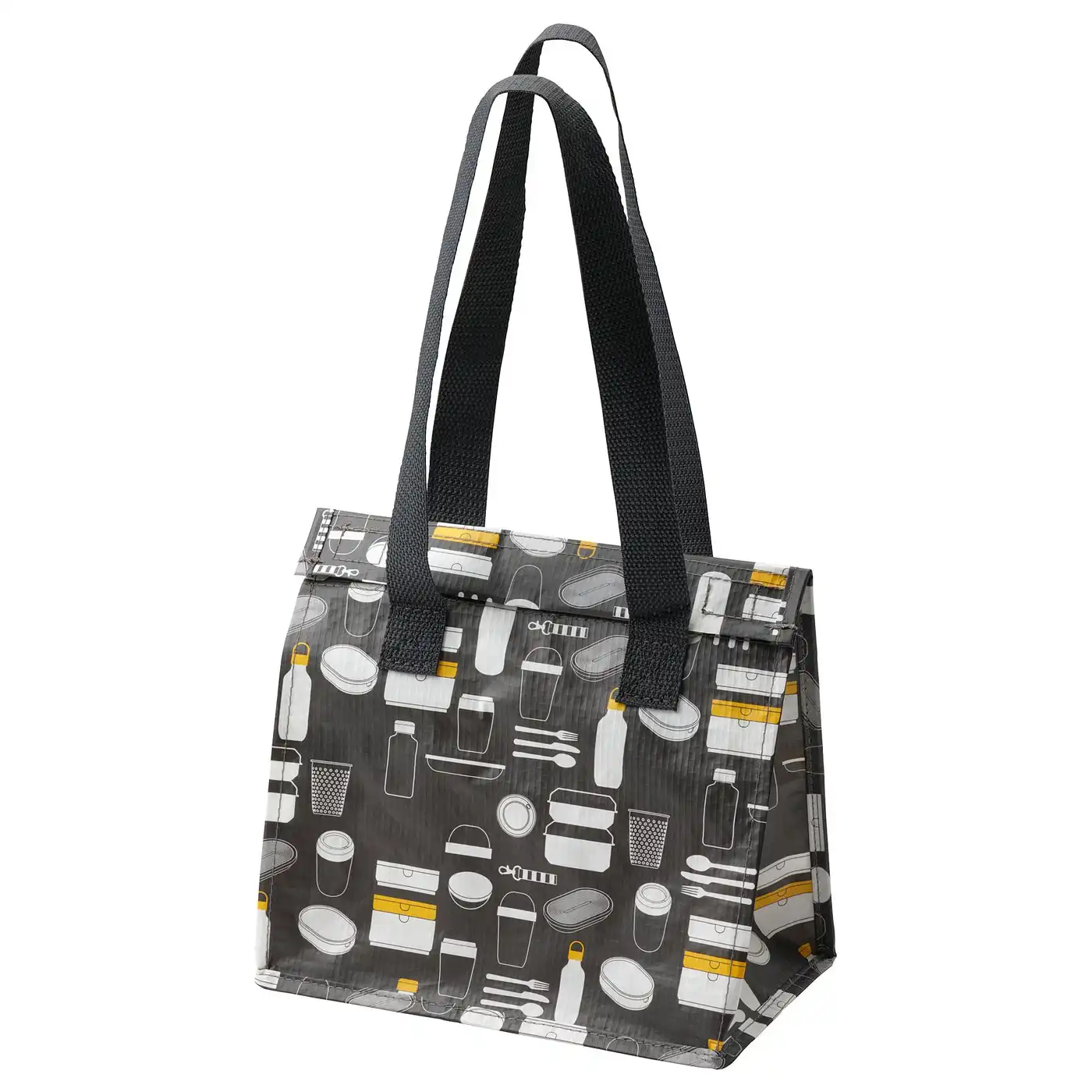 FLADDRIG Lunch bag - patterned grey 25x16x27 cm