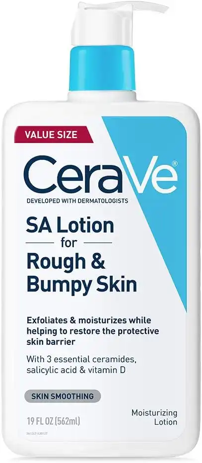 CeraVe SA Lotion for Rough & Bumpy Skin | Vitamin D, Hyaluronic Acid, Lactic Acid & Salicylic Acid Lotion | Fragrance Free & Allergy Tested | 19 Ounce