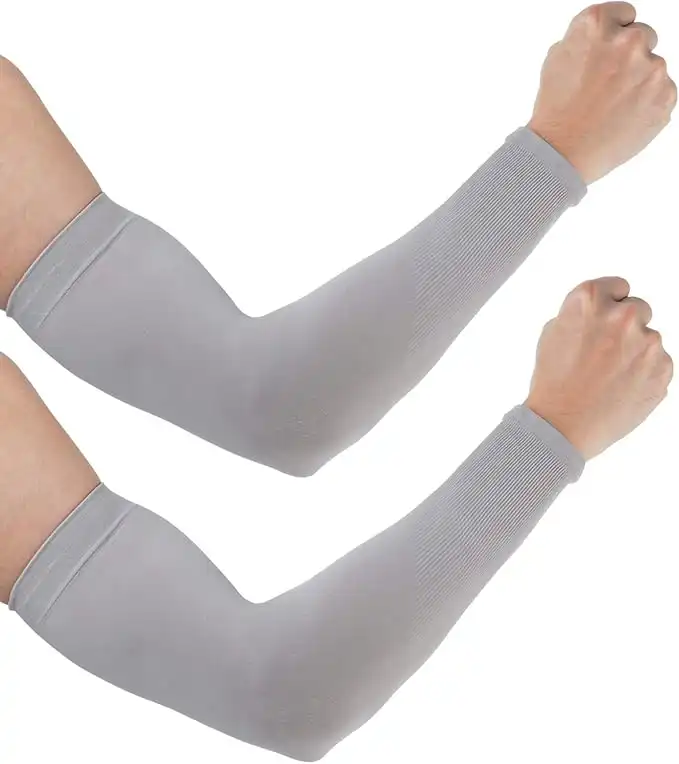 Aegend Sun Protection Cooling Arm Sleeves Sun Sleeves for Men & Women for Cycling, Running, Basketball, Football, Golf, Volleyball, Driving, Grey 2 Pairs