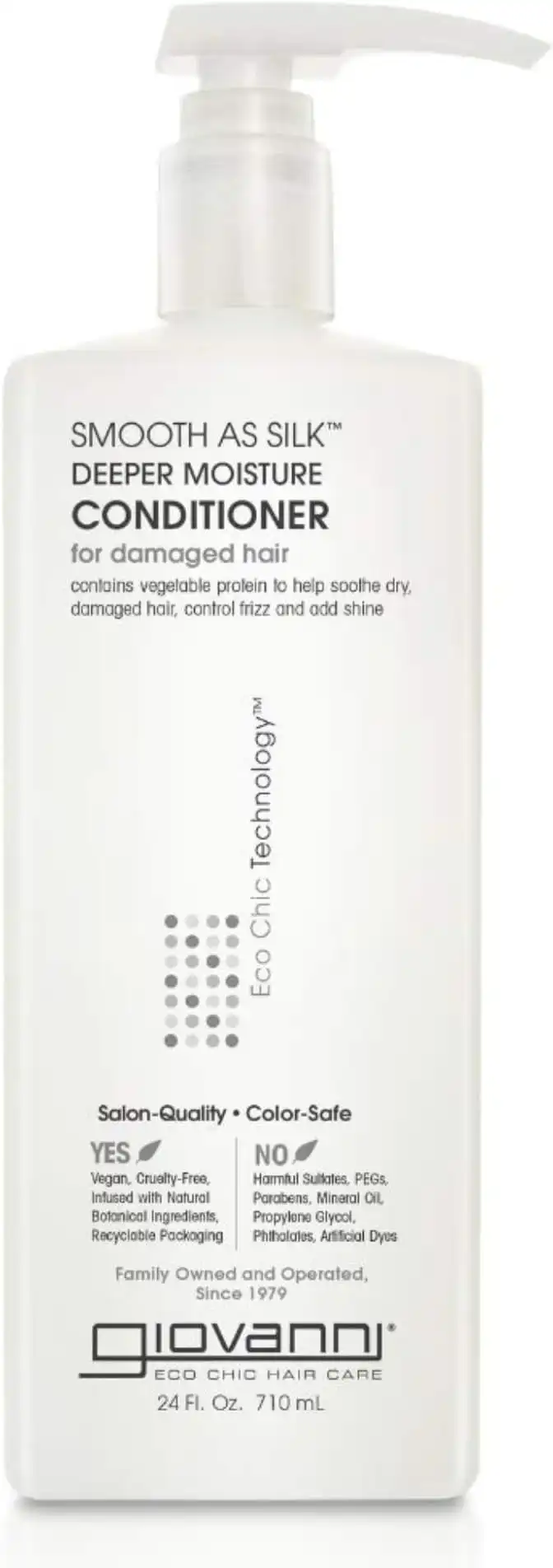 GIOVANNI Smooth As Silk Deeper Moisture Conditioner - Calms Frizz, Adds Moisture, Detangles, Wash & Go, Infused with Natural Botanical Ingredients, Color Safe, Sulfate Free - Apple & Aloe, 24 oz