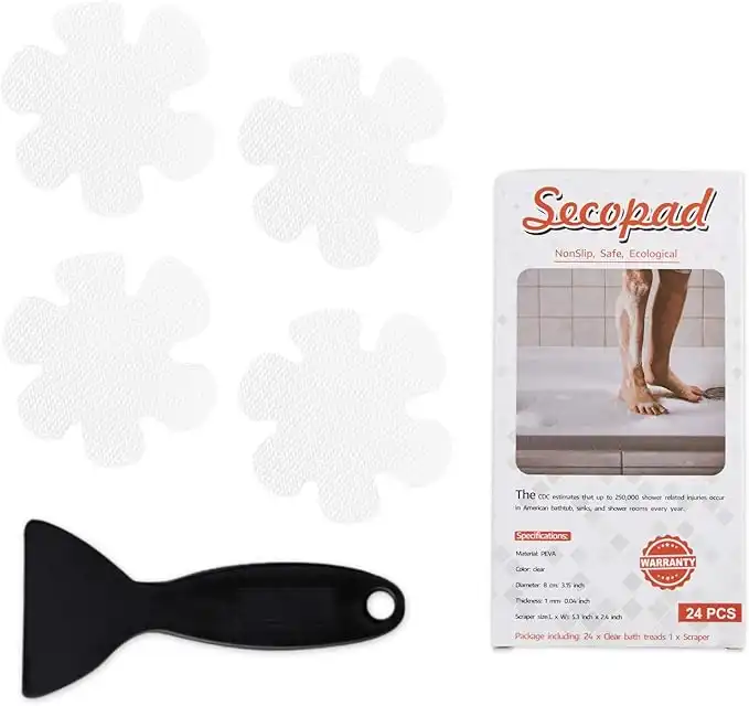 (White) - Non-Slip Bathtub Stickers Safety Bathroom Tubs Showers Treads Adhesive Decals Scraper (White Snowflake)