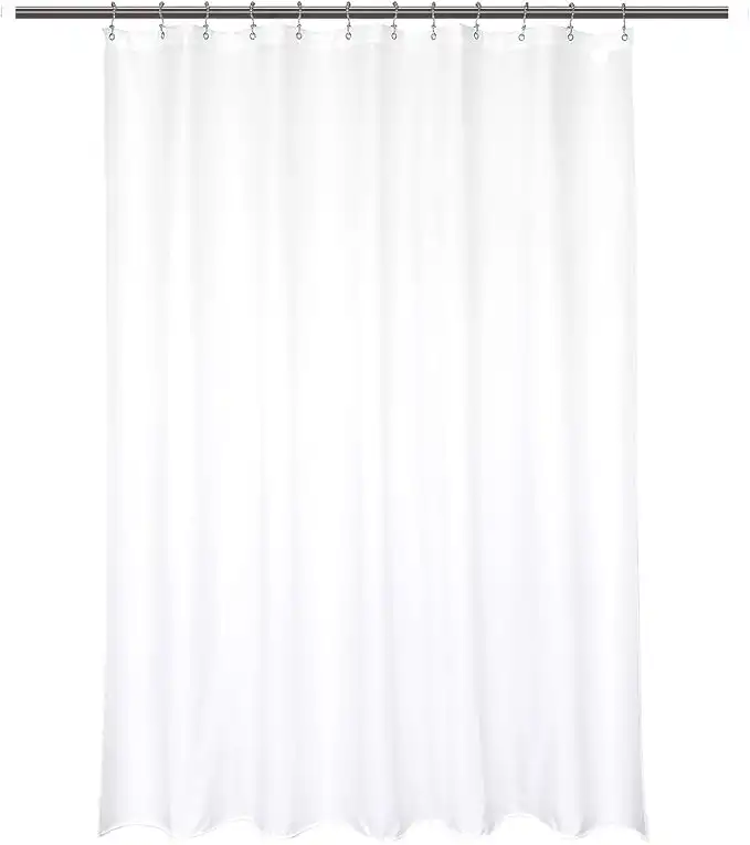 Barossa Design Waterproof Fabric Short Shower Curtain Liner Microfiber 72" W x 66" H - Hotel Quality, Machine Washable, White Shower Liner for Bath Tub, 72x66