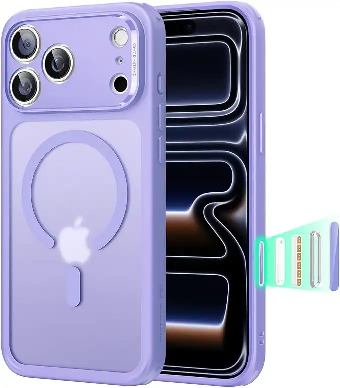 ESR for iPhone 17 Pro Max Case, Camera Control Cover, Compatible with MagSafe Accessories, TPU, Military-Grade Drop Protection, Shock-Absorbing Air Guard Corners, Hybrid Series, Frosted Purple