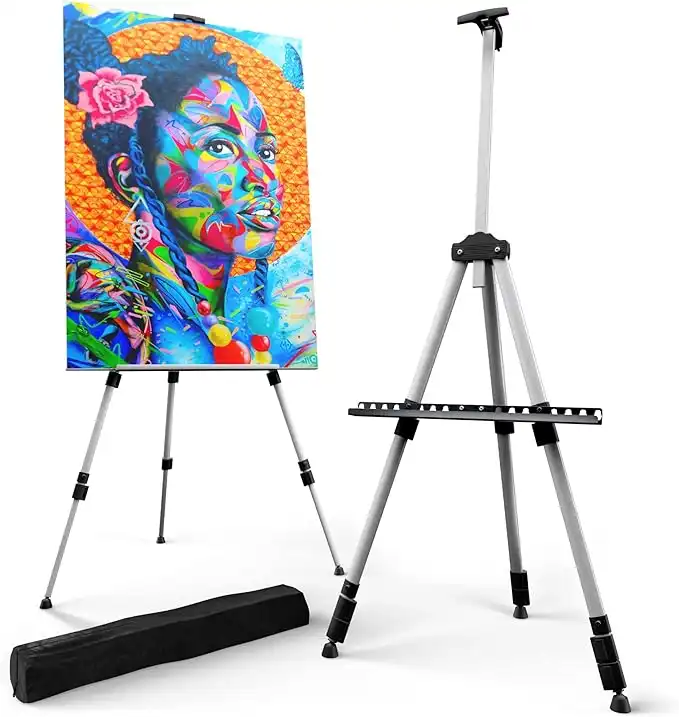 Portable Artist Easel Stand for Painting - Adjustable Height Painting Easel with Bag - Tabletop Art Easel for Painting Canvas Stand, Poster Stand & Wedding Signs Stand - Metal Tripod- 66 inches 2 Pack