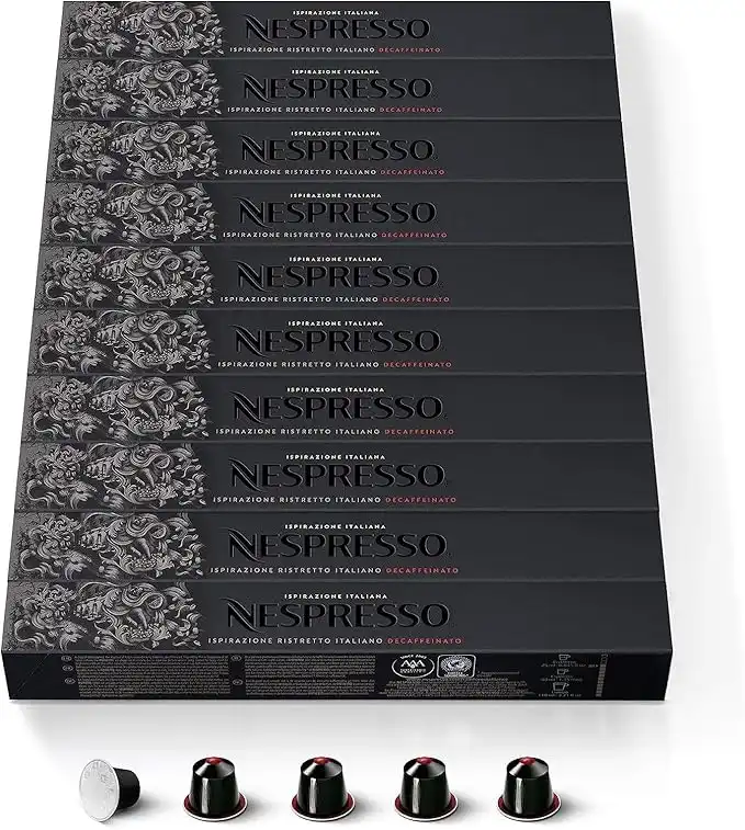 Nespresso Isperiazione Ristretto Decaffeinato Original Line Capsules Pack of 10 (100 Capsules)
