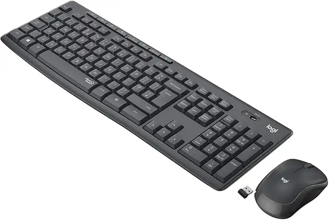 Logitech MK295 Silent Wireless Mouse & Keyboard Combo with SilentTouch Technology, Full Numpad, Advanced Optical Tracking, Lag-Free Wireless, 90% Less Noise, QWERTY UK English Layout - Black