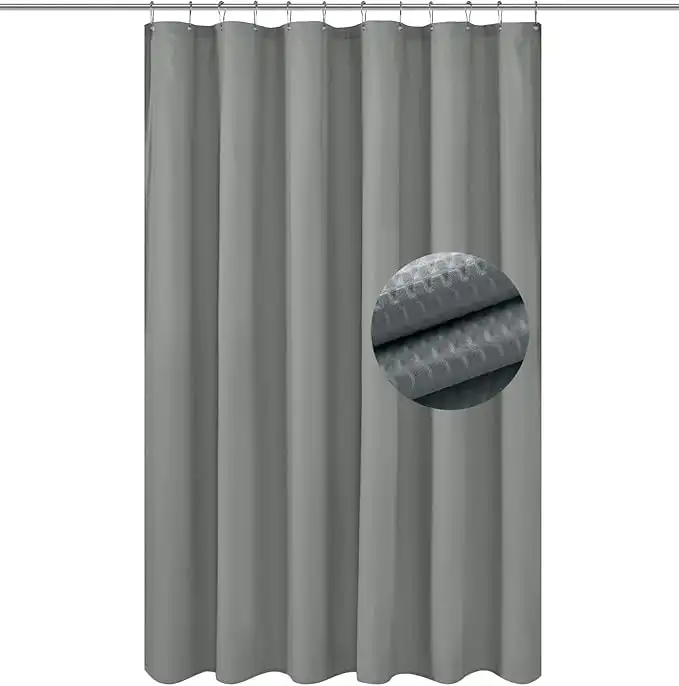 Barossa Design Soft Microfiber Fabric Shower Liner or Curtain - Lightweight, Hotel Quality, Machine Washable, Water Repellent - Dark Grey, 70 x 72 inches