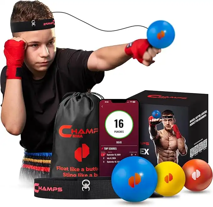 Champs MMA Boxing Reflex Ball - Boxing Equipment Fight Speed, Boxing Gear Punching Ball Great for Reaction Speed and Hand Eye Coordination Training Reflex Bag