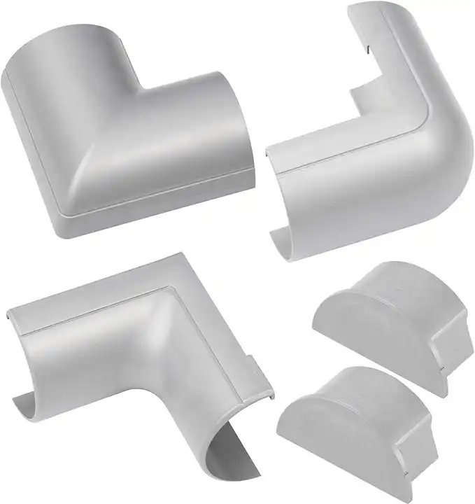 D-Line Cable Raceway Accessories | Join Multiple Channels of D-Line Cord Covers | Connector Multipack (Maxi (Large), Grey)
