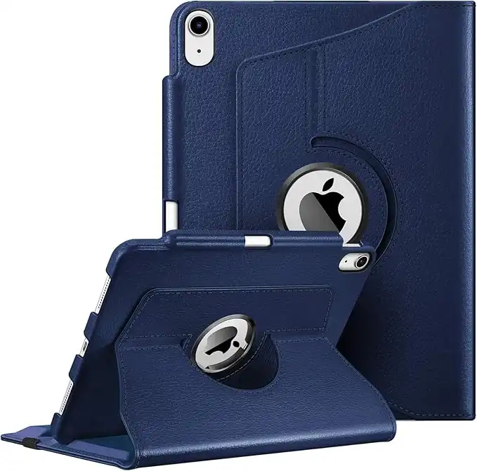FINTIE Rotating Case for iPad Air 11 inch (2024) M2, iPad Air 6th / 5th / 4th Generation (2024/2022/2020) - [360 Rotating] Adjustable Stand Cover with Pencil Holder, Navy
