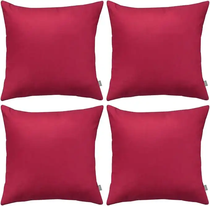 Thmyo 4-Pack 100% Cotton Comfortable Solid Decorative Throw Pillow Case, Square Cushion Cover Pillowcase Sublimation Blank Pillow Covers DIY Throw Pillowcase for Couch(16x16 inch/ 40x40cm,Dark red)