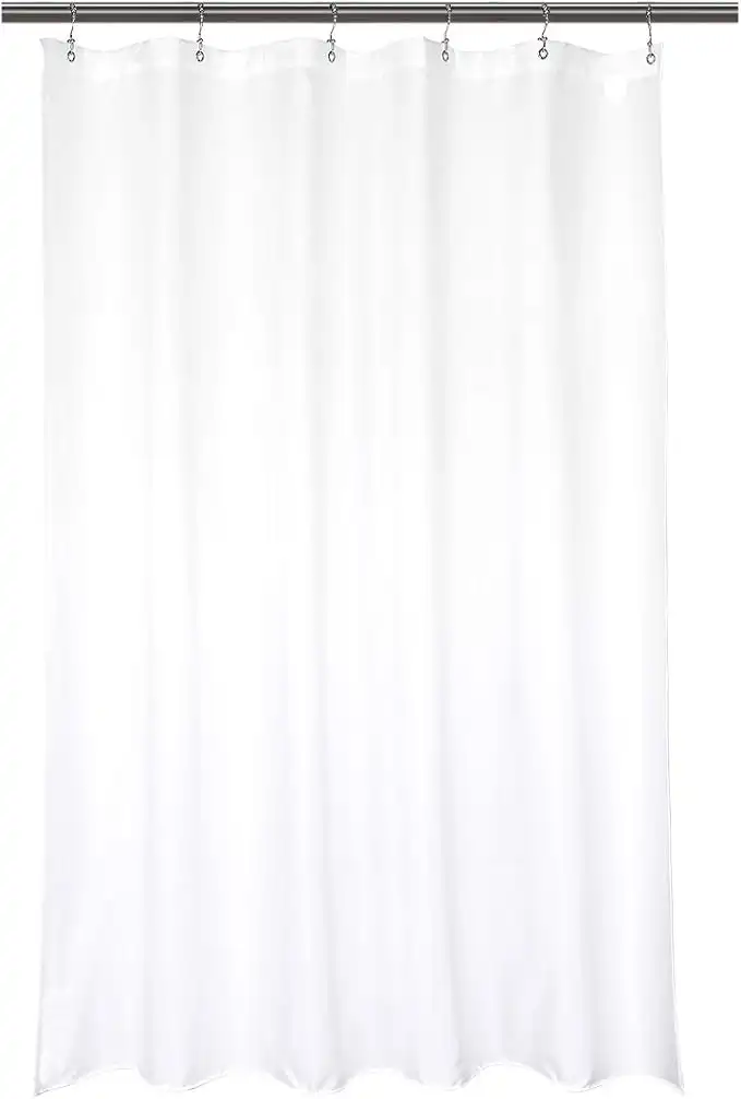 Barossa Design Waterproof Fabric Stall Shower Curtain Liner Microfiber 32" W x 72" H - Hotel Quality, Machine Washable, White Shower Liner for Narrow Bathroom, 32x72
