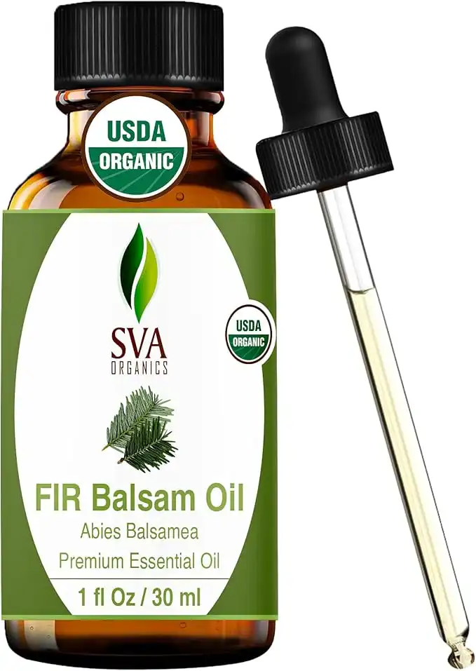 SVA ORGANICS Fir Balsam Essential Oil – 1 Fl Oz – 100% Natural Fir Oil - for Diffuser, Hair Care, Face, Skin Care, Aromatherapy, Scalp and Body Massage, Soap and Candle Making – with Dropper