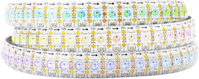 BTF-LIGHTING WS2812B IC RGB 5050SMD Pure Gold Individual Addressable LED Strip 3.28FT 144LED 144LED/m Flexible Full Color IP65 DC5V for DIY Chasing Color Project(No Adapter or Controller)