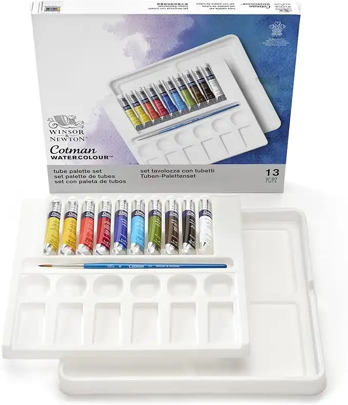 Winsor & Newton Cotman Water Colour Paint Palette Set, Set of 10, 8ml Tubes