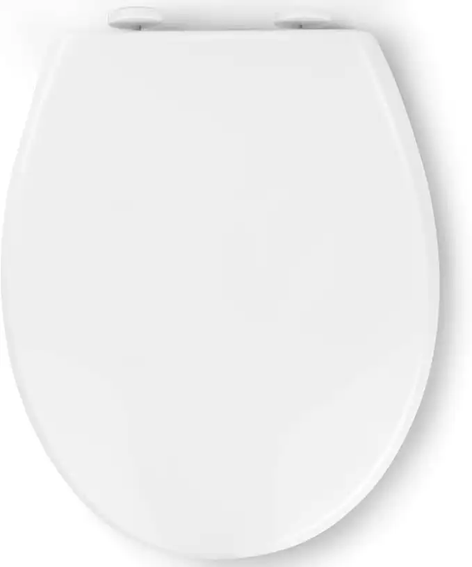 Pipishell Toilet Seat with Soft-Close Mechanism, Quick Release Function for Easy Cleaning, O Shape White Toilet Seat with Adjustable Hinges, Plastic Version
