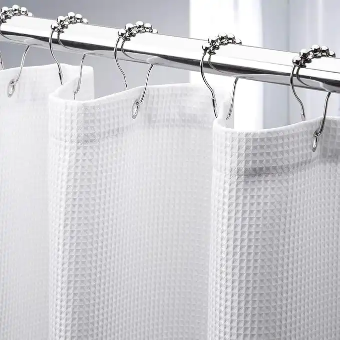 AmazerBath Long Waffle Shower Curtain, Heavy Duty Fabric Shower Curtain with Waffle Weave Hotel Quality Bathroom Shower Curtains, 72 x 78 Inches