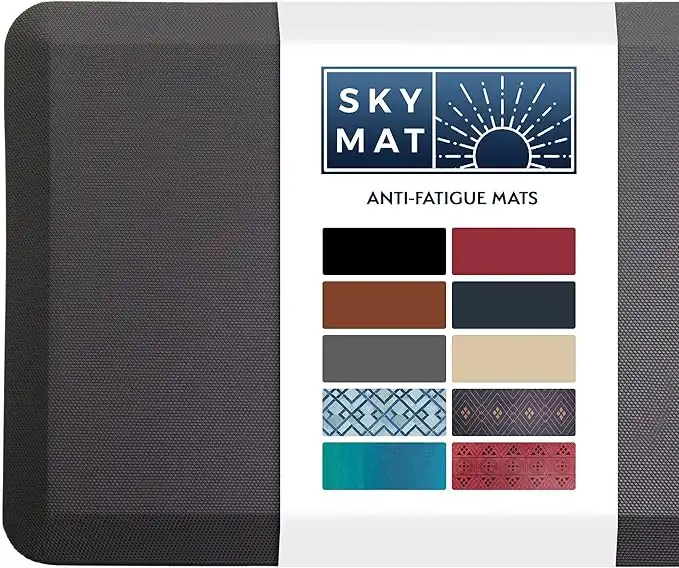 Sky Mat Solutions Anti Fatigue - 3/4" Cushioned Kitchen Rug and Standing Desk & Garage - Non Slip, Waterproof and Stain Resistant (20" x 39", Grey)