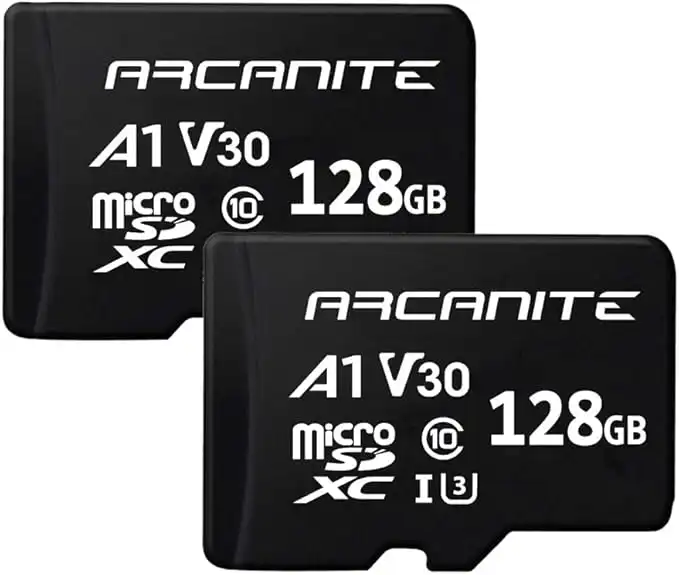 ARCANITE 2-Pack 128GB microSDXC Memory Card - A1, UHS-I U3, V30, 4K, C10, MicroSD, Optimal read speeds up to 90 MB/s
