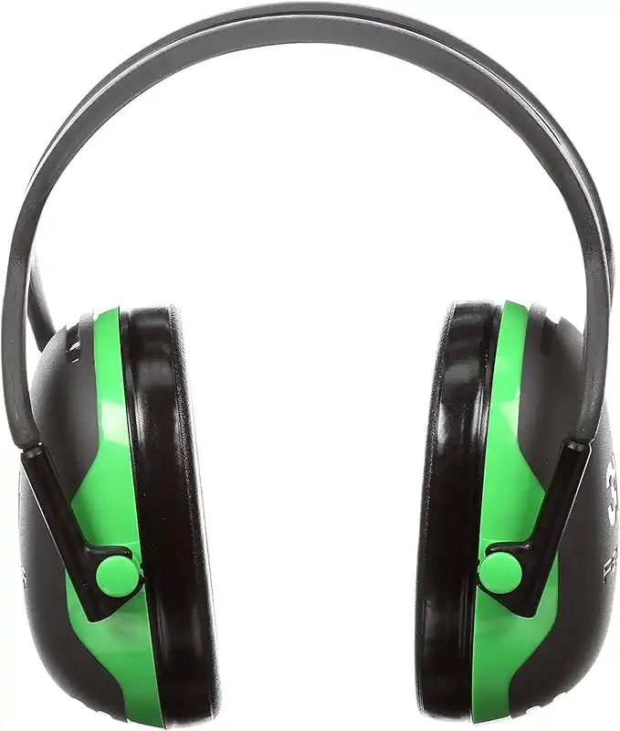 3M Peltor X-Series Over-the-Head Earmuffs, NRR 22 dB, One Size Fits Most, Black/Green X1A (Pack of 1)