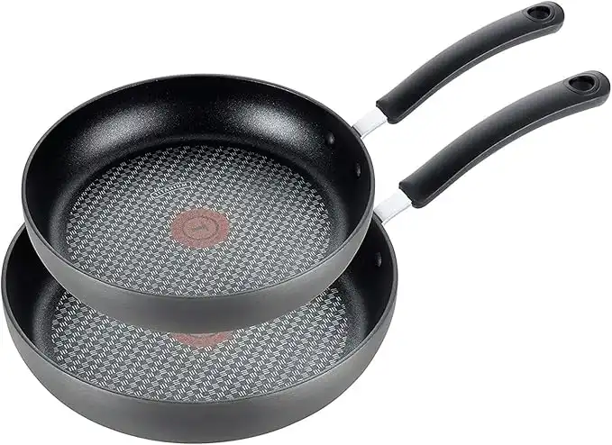 T-fal Ultimate Hard Anodized Titanium Nonstick 2 Piece Fry Pan Cookware Set, 8 and 10.25-Inch, Gray
