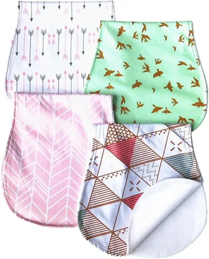 Baby Burp Cloths Baby Burp Set Curved Absorbent and Soft Valuable 4 Pack
