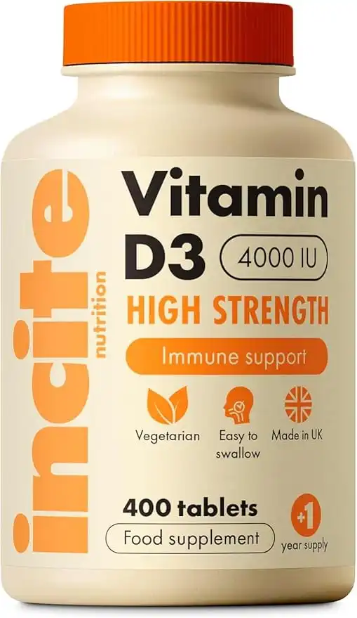 Incite Nutrition Vitamin D 4000iu - 400 Premium Vitamin D3 Easy-Swallow Micro Tablets - One a Day High Strength Cholecalciferol VIT D3 - Vegetarian Supplement - Made in The UK