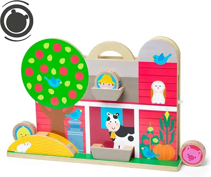 Melissa & Doug GO Tots Wooden Barnyard Tumble with Collectible Characters | Wooden Toy for Infants | Developmental Toy for Toddlers | 0+ | Gift for Baby Boys or Baby Girls | FSC-Certified Materials