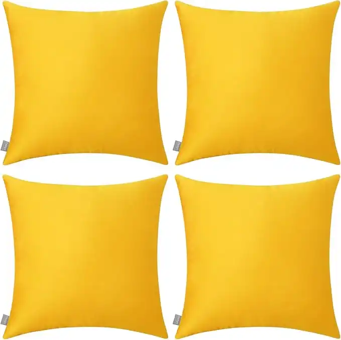 Thmyo 4-Pack 100% Cotton Comfortable Solid Decorative Throw Pillow Case Square Cushion Cover Pillowcase Sublimation Blank Pillow Covers DIY Throw Pillowcase for Sofa Bedroom(20x20 inch/50x50cm,Yellow)