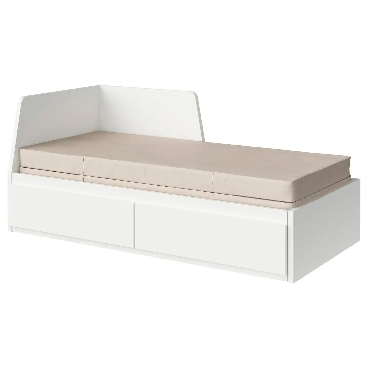 FLEKKE Day-bed w 2 drawers/2 mattresses - white/Vannareid extra firm 80x200 cm