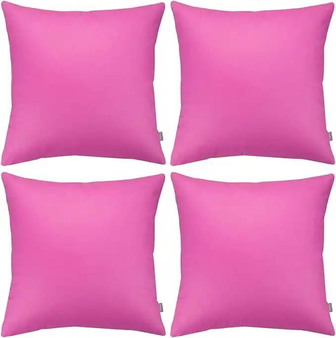 Thmyo 4-Pack 100% Cotton Comfortable Solid Decorative Throw Pillow Case, Square Cushion Cover Pillowcase Sublimation Blank Pillow Covers DIY Throw Pillowcase for Couch(16x16 inch/ 40x40cm,Rose red)
