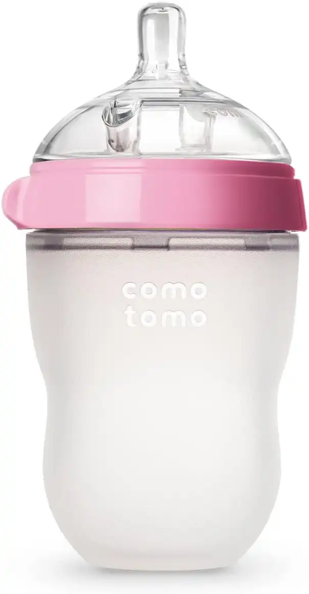 Comotomo Natural Feel Baby Bottle, Soft & Squeezy, Easy To Clean, Dual Anti-Colic Vent Bottle For Baby, Infants And Newborn 250ml, Pink (Pack Of 1)