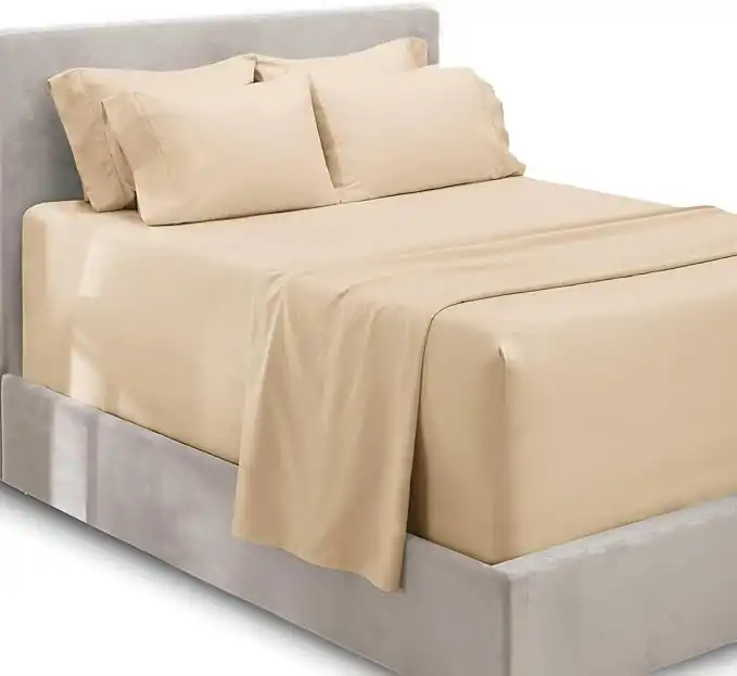 Hearth & Harbor 6 Piece Bed Sheet Set Extra Deep Pocket, Fits Mattress from 18-24 inces Depth, Queen, Cream