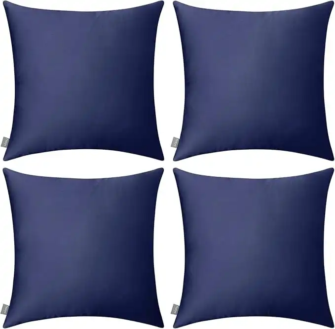Thmyo 4-Pack 100% Cotton Comfortable Solid Decorative Throw Pillow Case Square Cushion Cover Pillowcase Sublimation Blank Pillow Covers Halloween DIY Throw Pillowcase(26x26inch/66x66cm,Dark Blue)