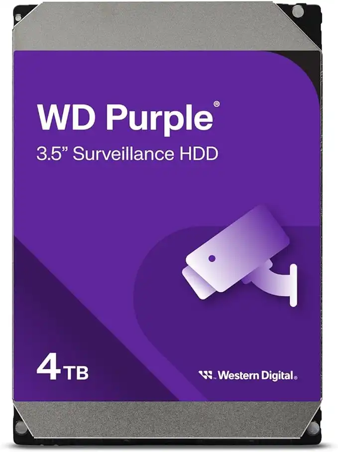 WESTERN DIGITAL 4TB Hard Drive for CCTV Surveillance, Purple