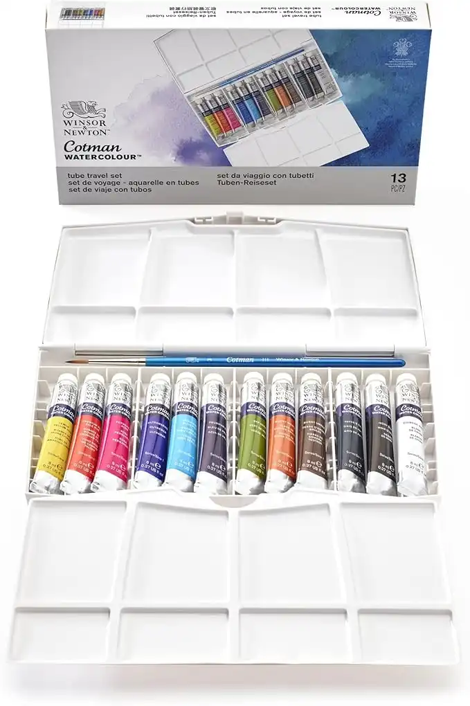 Winsor & Newton Cotman Water Colour Painting Plus Set, Set Of 12, 8ml Tubes