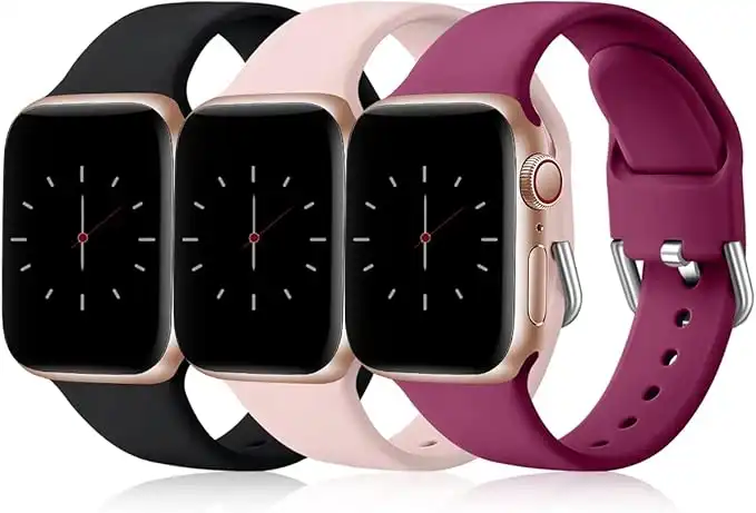 Wepro 3 Pack Compatible with Apple Watch Band 38mm 40mm 41mm 42mm 44mm 45mm 49mm, Silicone Replacement Bands for iWatch Series 8 7 6 5 4 3 2 1 SE