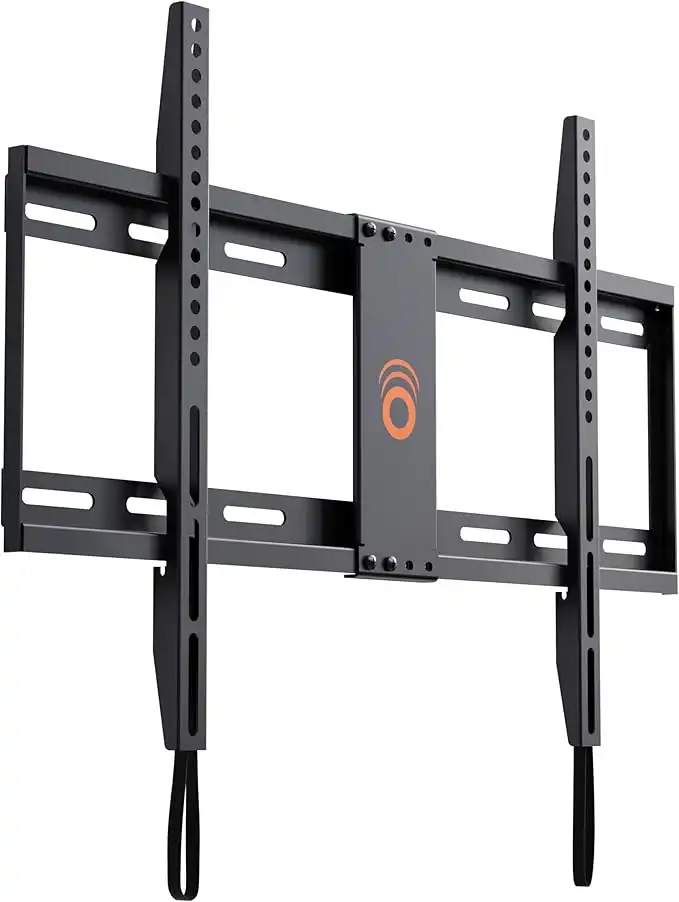 ECHOGEAR Low Profile Fixed TV Wall Mount for TVs Up to 80" - Holds Your TV Only 1.25" from The Wall - Pull String Locking System for Easy Cable Access - Big Hardware Assortment for Simple Install