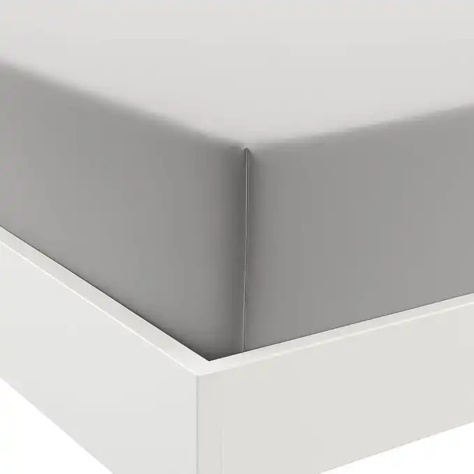 Anti-Allergy Anti-Bacterial Brushed Microfibre Polyester Fitted Bed Sheet - 28cm Depth, Easy Care, Fade Resistant (Silver, Single)