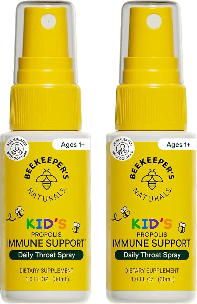Beekeeper's Naturals Kids Propolis Throat Spray 95% Bee Propolis Extract - Natural Immune Support & Sore Throat Relief, Antioxidants & Gluten-Free, 1.06 oz (Pack of 2)
