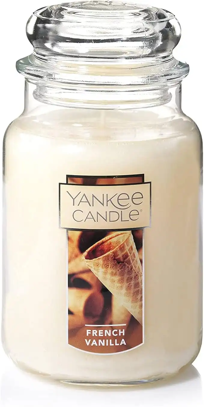 Yankee Candle French Vanilla Scented, Classic 22Oz Large Jar Single Wick Candle, Over 110 Hours Of Burn Time