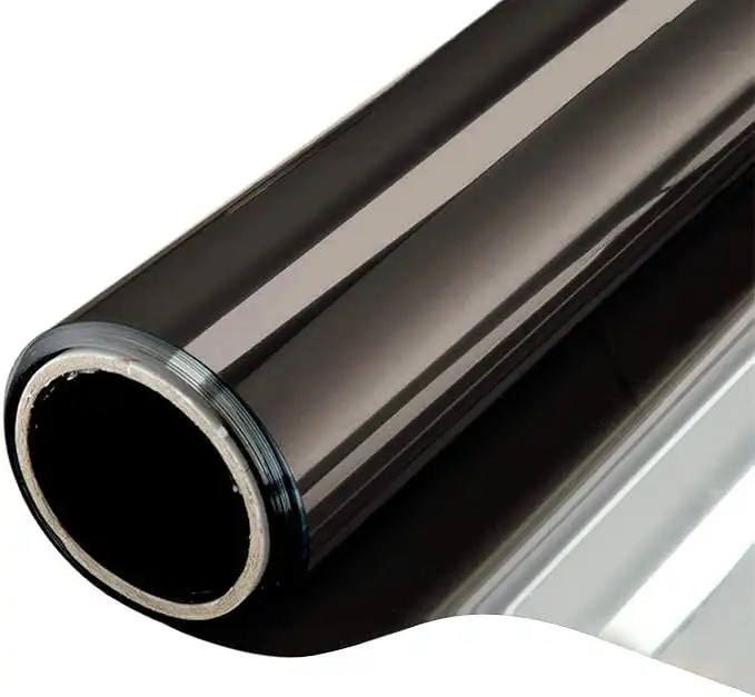 WPCTEV Window Film One Way Mirror Film Daytime Privacy Static Non-Adhesive Decorative Heat Control Anti UV Window Tint for Home and Office Black Silver 6 Mil 41.3 Inch x 8.2 Feet